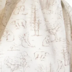 Tissu Double Gaze de Coton – Motif Ours et Forêt de Sapins