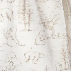 Tissu Double Gaze de Coton – Motif Ours et Forêt de Sapins