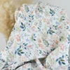 Tissu double gaze de coton Philae motif herbes fond blanc