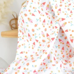 Tissu double gaze de coton Yummy motif cornets de glaces et esquimaux