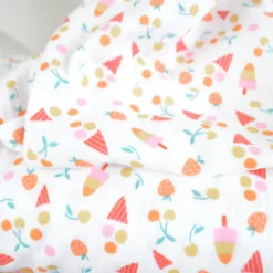 Tissu double gaze de coton Yummy motif cornets de glaces et esquimaux