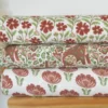 Tissu double gaze Edmond motif fleurs fond blanc cassé - OEKO TEX