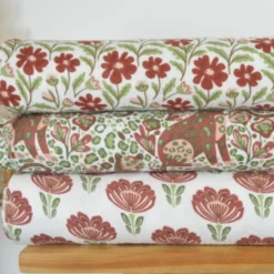Tissu double gaze Edmond motif fleurs fond blanc cassé - OEKO TEX