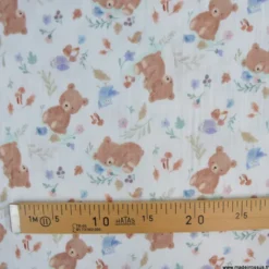 Tissu Double gaze Kalou motif oursons beige - OEKO TEX