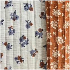 Tissu double gaze matelassé fleuri Molisa envers Osma caramel - OEKO TEX