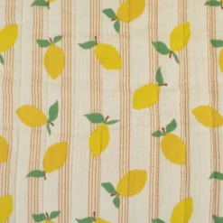 Tissu double gaze matelassé Lime motif citrons