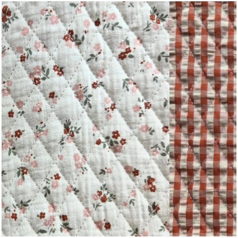 Tissu double gaze matelassé losange Ludivine et Elie cognac - OEKO TEX