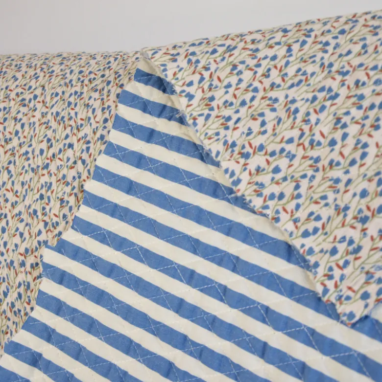 Tissu double gaze matelassé losange Diletta et Tom bleu jean - OEKO TEX