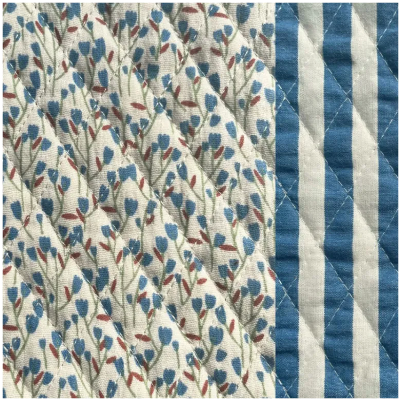 Tissu double gaze matelassé losange Diletta et Tom bleu jean - OEKO TEX