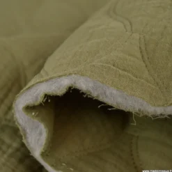 Tissu double gaze matelassé Vert kaki - OEKO TEX