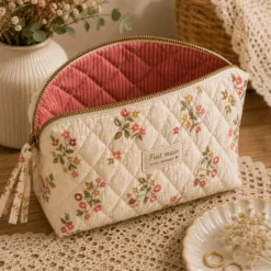 Tissu double gaze matelassé Vertical Zinela et rayures Hibiscus