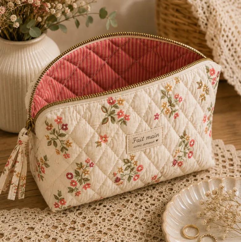 Tissu double gaze matelassé Vertical Zinela et rayures Hibiscus