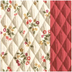 Tissu double gaze matelassé Vertical Zinela et rayures Hibiscus