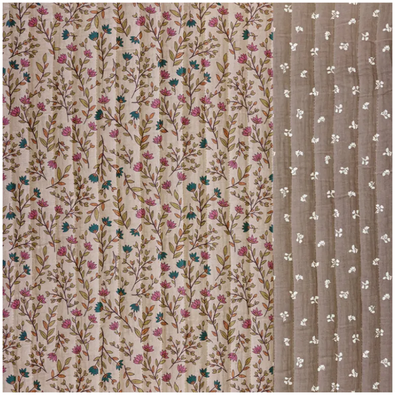 Tissu double gaze matelassé Vertical Madeleine et Babeth chataigne