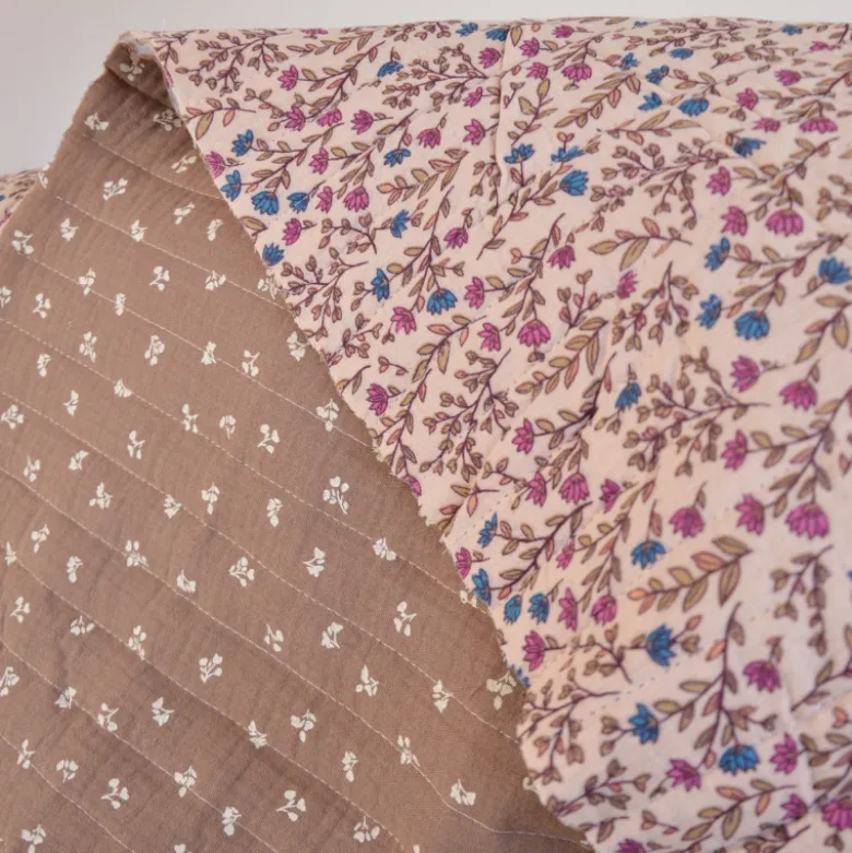 Tissu double gaze matelassé Vertical Madeleine et Babeth chataigne