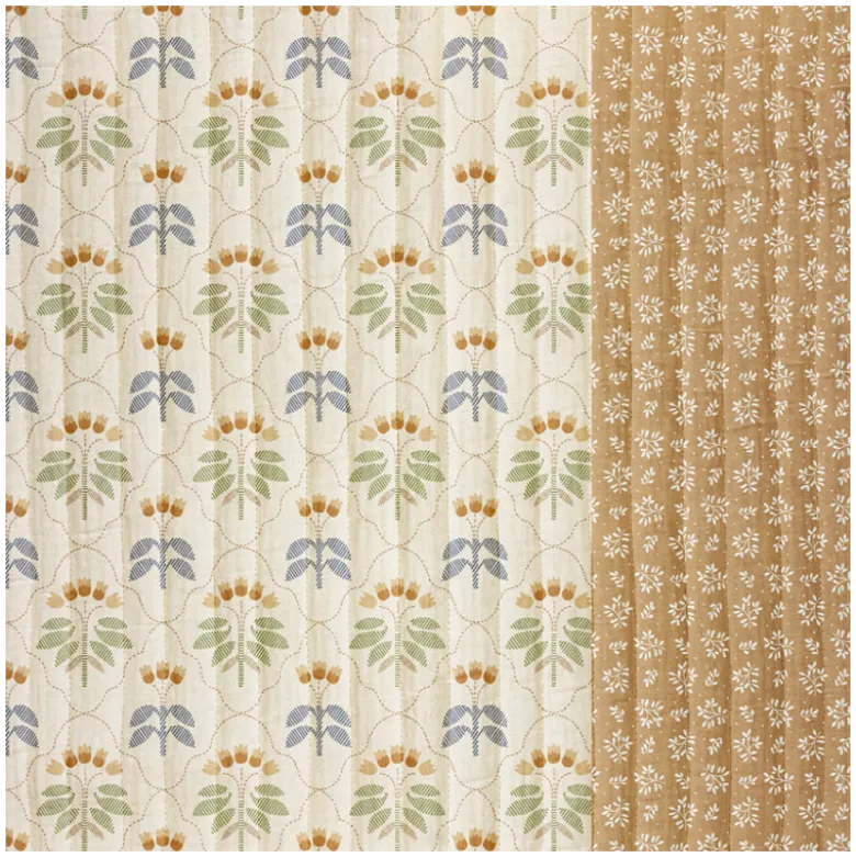 Tissu double gaze matelassé Vertical Sevigne et Meesya camel