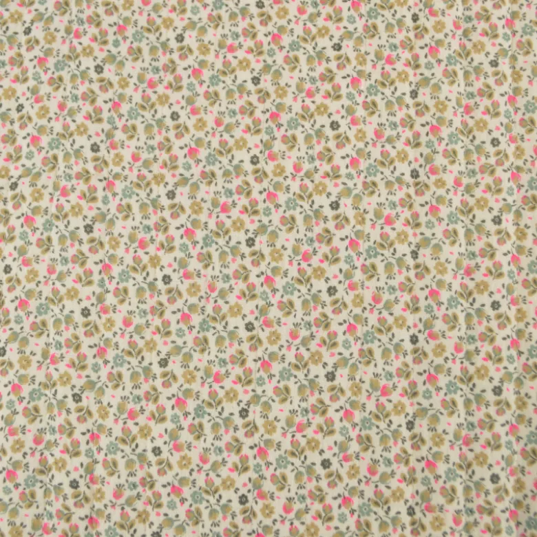 Tissu double gaze matelassé Vertical Molisa et Caseille motif fleurs