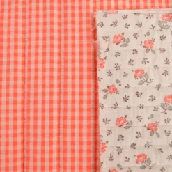 Tissu double gaze matelassé Vertical Olympe fleurs et seersucker rose