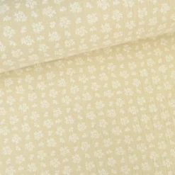 Tissu Double gaze Meesya coton motif fleurs fond lin - OEKO TEX