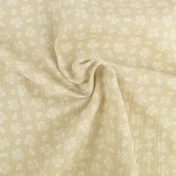 Tissu Double gaze Meesya coton motif fleurs fond lin - OEKO TEX