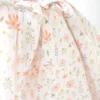 Tissu double gaze motif fleurs aquarelle fond Blanc
