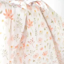 Tissu double gaze motif fleurs aquarelle fond Blanc
