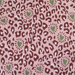 Tissu double gaze motif léopard et coeurs fond rose - OEKO TEX