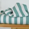 Tissu double gaze motif rayures vert et blanc - OEKO TEX