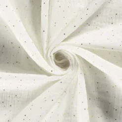 Tissu Double gaze à pois or coloris Blanc cassé - OEKO TEX