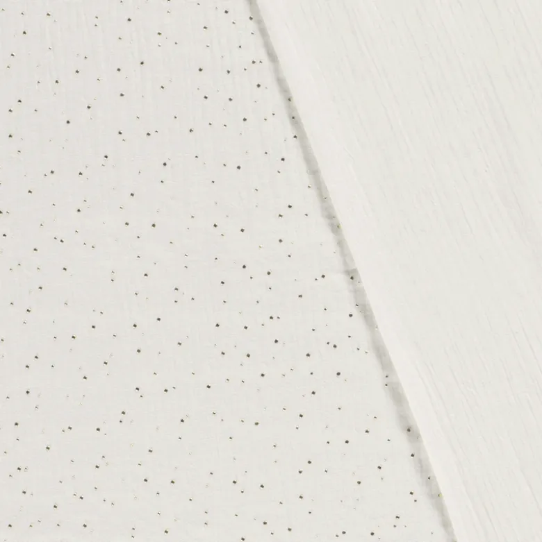 Tissu Double gaze à pois or coloris Blanc cassé - OEKO TEX