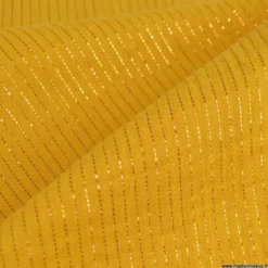 Tissu Double gaze à rayures Lurex fond Moutarde