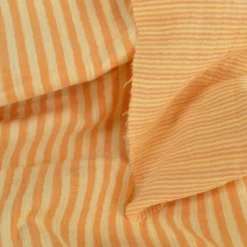 Tissu Double gaze réversible à rayures Lemon et mangue - OEKO TEX