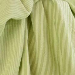 Tissu Double gaze réversible à rayures Vert clair et Amande - OEKO TEX