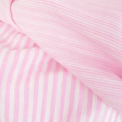 Tissu Double gaze réversible à rayures Bubblegum et blanc - OEKO TEX
