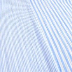 Tissu Double gaze réversible à rayures Azur et blanc - OEKO TEX