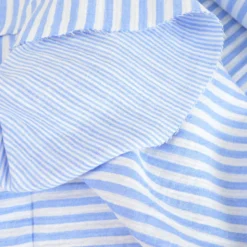Tissu Double gaze réversible à rayures Azur et blanc - OEKO TEX