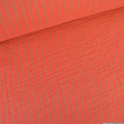 Tissu Double gaze réversible à rayures Havane et Hibiscus - OEKO TEX