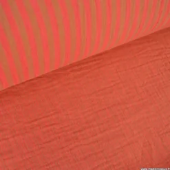 Tissu Double gaze réversible à rayures Havane et Hibiscus - OEKO TEX