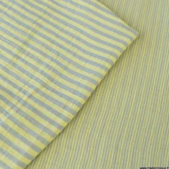Tissu Double gaze réversible à rayures Baltique et Lemon - OEKO TEX