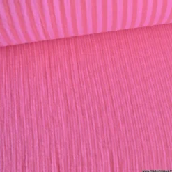 Tissu Double gaze réversible à rayures Rose bonbon et Hibiscus - OEKO TEX