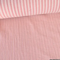 Tissu Double gaze réversible à rayures Skin et Paprika - OEKO TEX