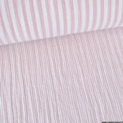 Tissu Double gaze réversible à rayures vieux rose - OEKO TEX