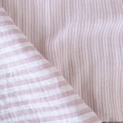 Tissu Double gaze réversible à rayures vieux rose - OEKO TEX