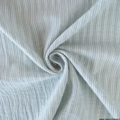 Tissu Double gaze réversible à rayures vert de gris - OEKO TEX