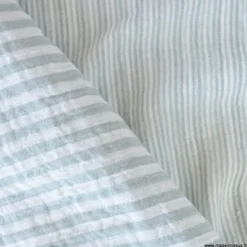 Tissu Double gaze réversible à rayures vert de gris - OEKO TEX