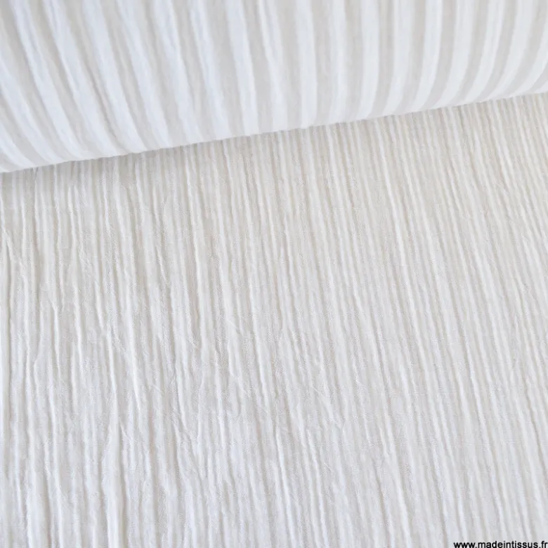 Tissu Double gaze réversible à rayures Galet - OEKO TEX