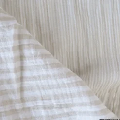 Tissu Double gaze réversible à rayures Galet - OEKO TEX