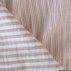 Tissu Double gaze réversible à rayures Caramel - OEKO TEX