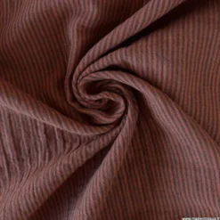 Tissu Double gaze réversible à rayures Charbon et Toffee - OEKO TEX