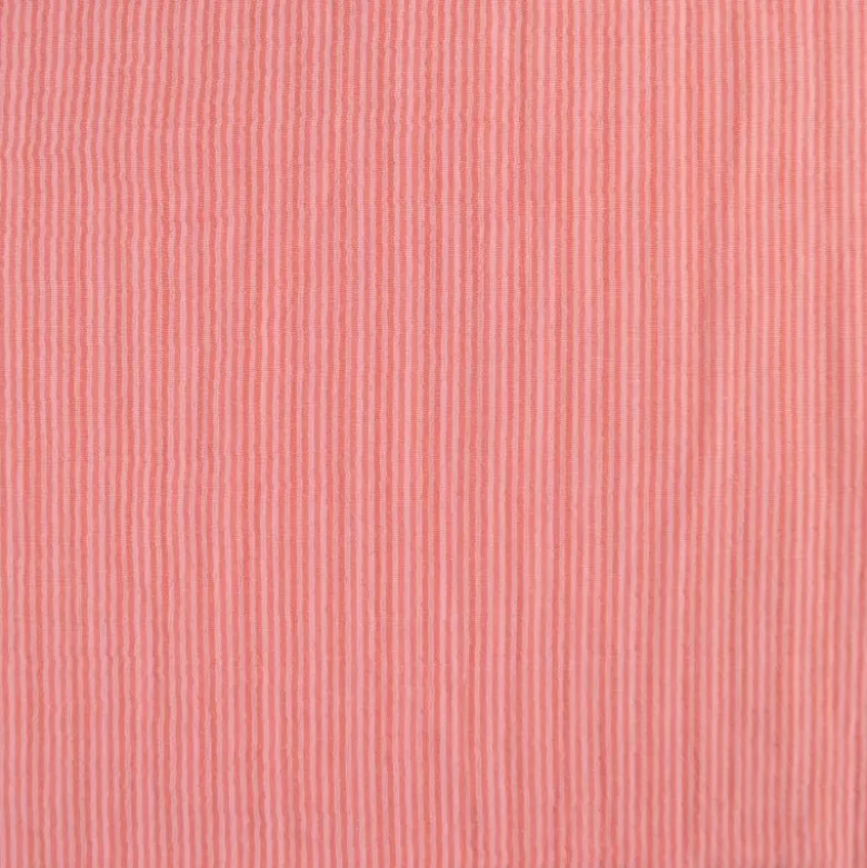 Tissu Double gaze réversible à rayures Rose et cerise - OEKO TEX